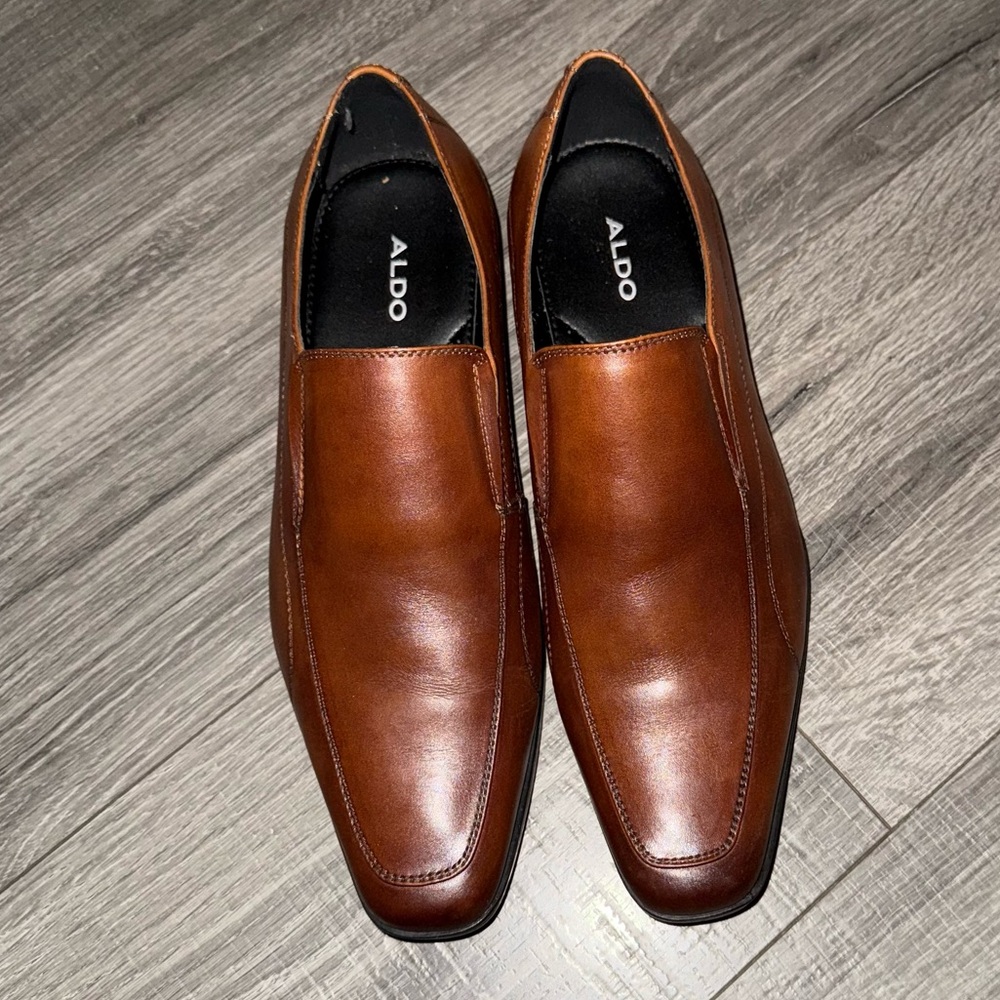 Aldo Brown Leather Square Toed Loafers-men’s size-8